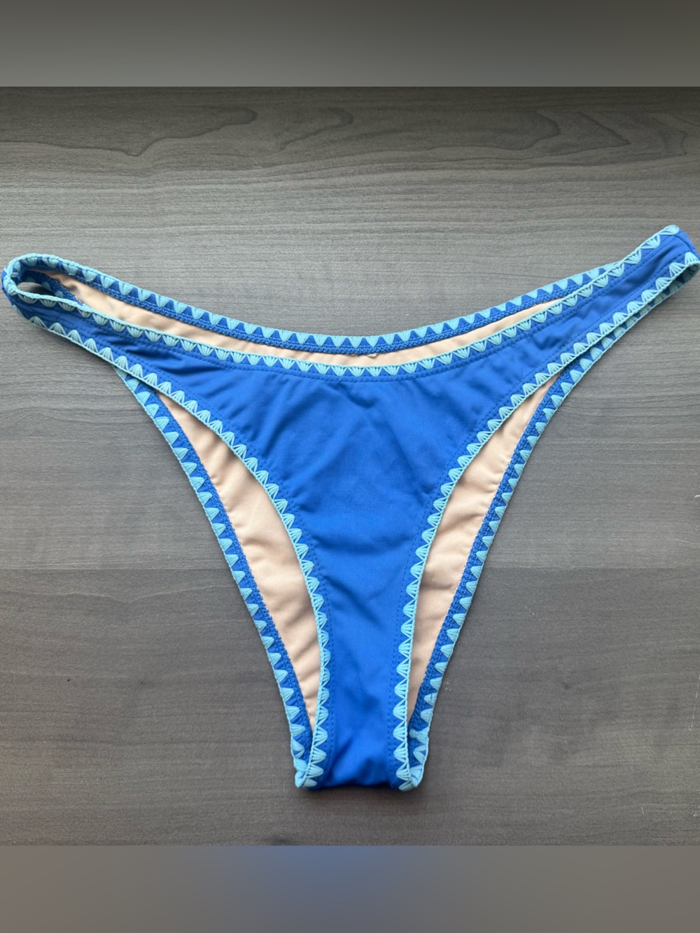 Cotton On Blue Bikini Bottom with Light Blue Trim and Nude Lining